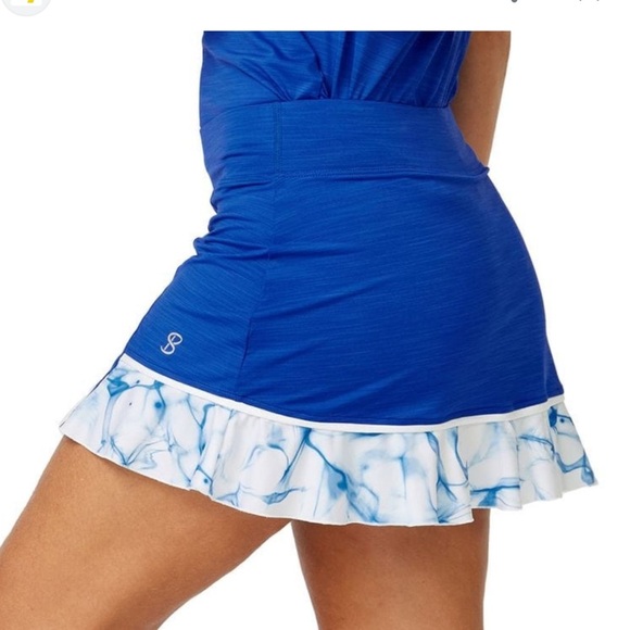 Sofibella 14 inch Tennis Skirt Cobalt Melange and Aqua Size Large - Picture 7 of 10